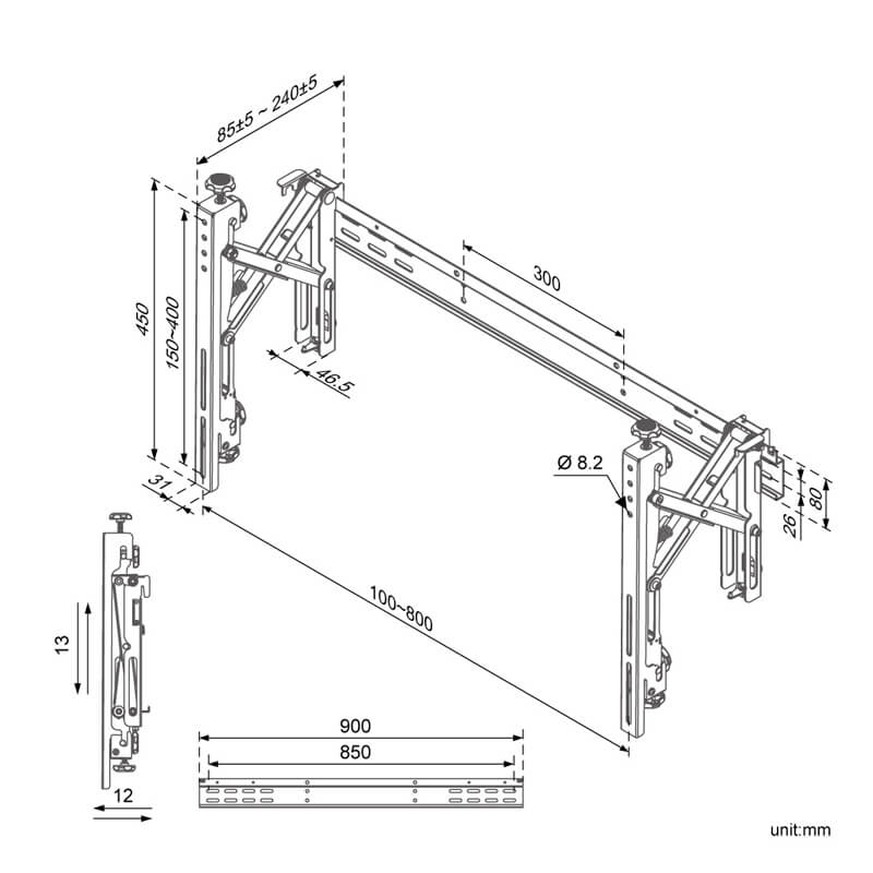 PW-51-8 Pop-Out Video Wall Mount