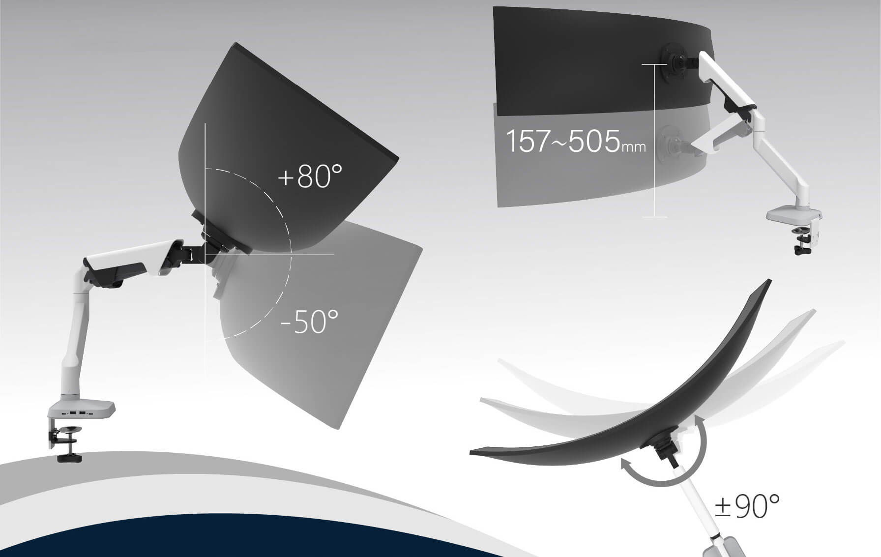 Find Your Perfect Angle for Maximum Focus with Ares Curved Pro Monitor Arm Find Your Perfect Angle for Maximum Focus with Ares Curved Pro Monitor Arm