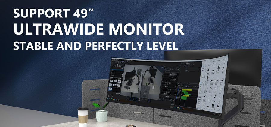 Modernsolid GA-1200 Monitor Arm Supports 49 Inch Ultrawide Monitor Stable And Perfectly Level