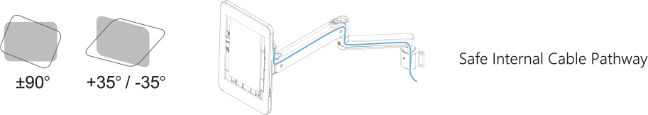 Compact Medical Monitor Arm with Safe Internal Cable Pathway Compact Medical Monitor Arm with Safe Internal Cable Pathway
