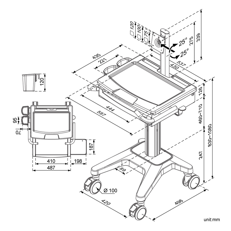 HC-301 Portable Computer Cart