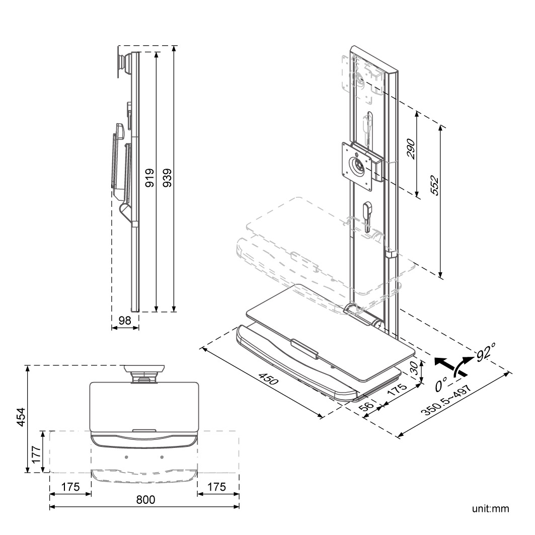 Sit-Stand Wall Mounted Workstation (HM-100)