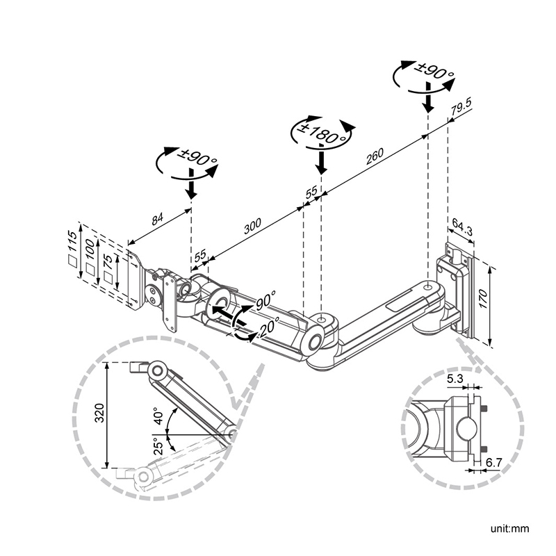 Gas-spring Assisted Articulating Arm (HM-8621)