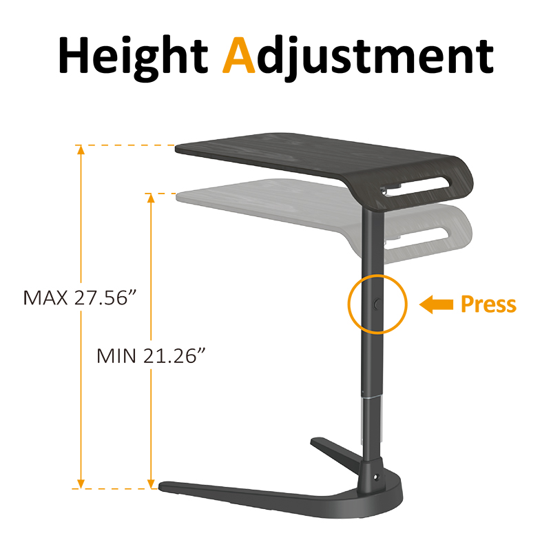 Modernsolid FT-101 Overbed Bedside Table Can Press A Button to Adjust Height