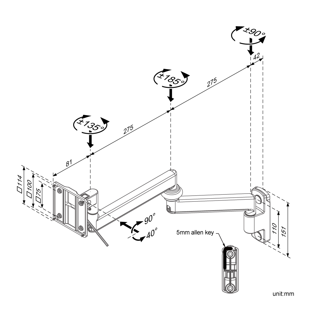 Ultra Slim Medical Wall Mount (B-102)