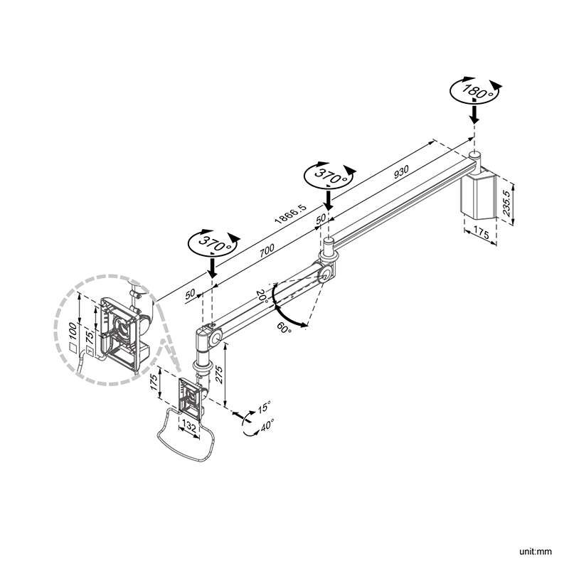 Hospital LCD/TV Monitor Arm (HA-N305)