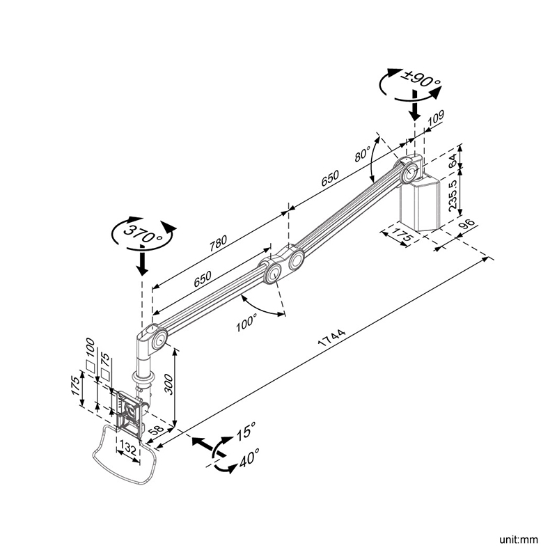 Hospital LCD/TV Monitor Arm (HA-505)