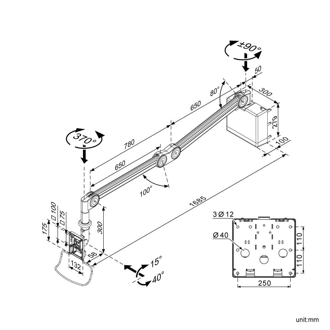 Hospital LCD/TV Monitor Arm (HA-508)