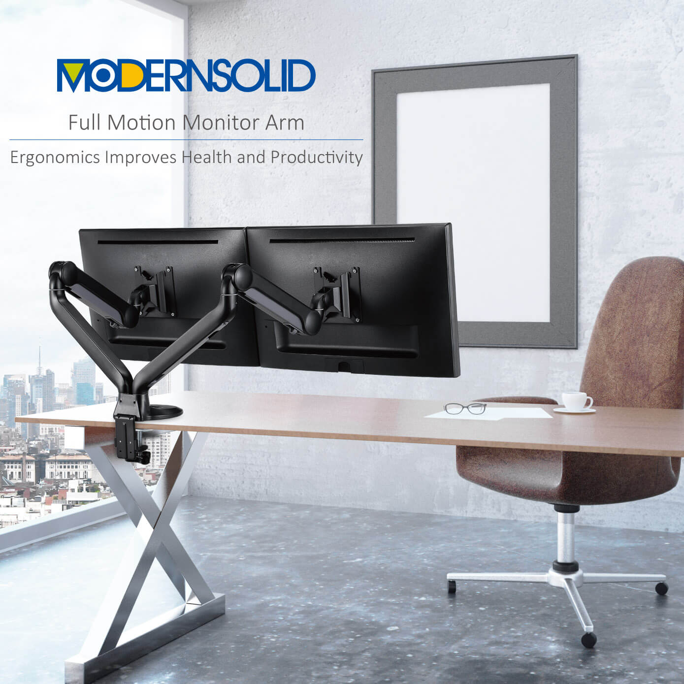 Modernsolid 1802 Dual Monitor Gas Spring Mount