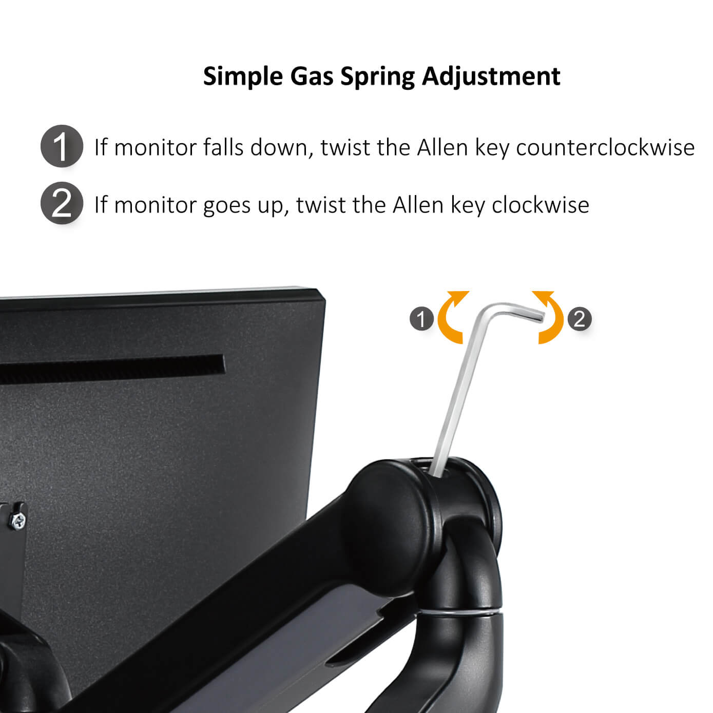 Modernsolid 1802 Dual Monitor Gas Spring Arm with Simple Gas Spring Adjustment