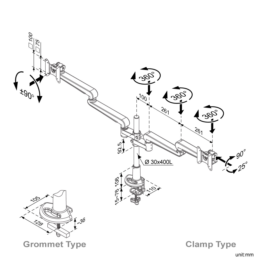 Ease Dual Monitor Arm (ED-B515-1)