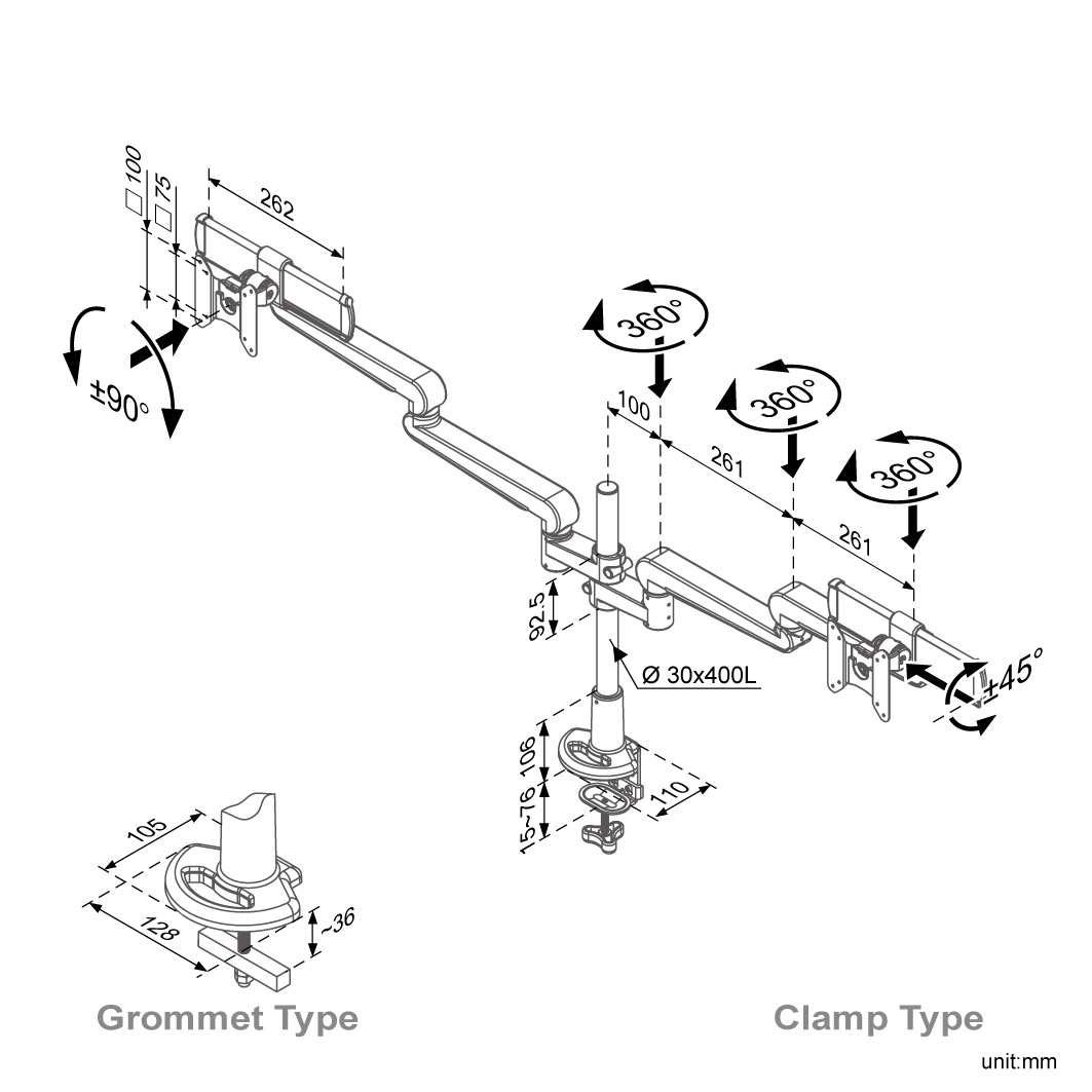 Ease Dual Monitor Arm (ED-B515A-1)