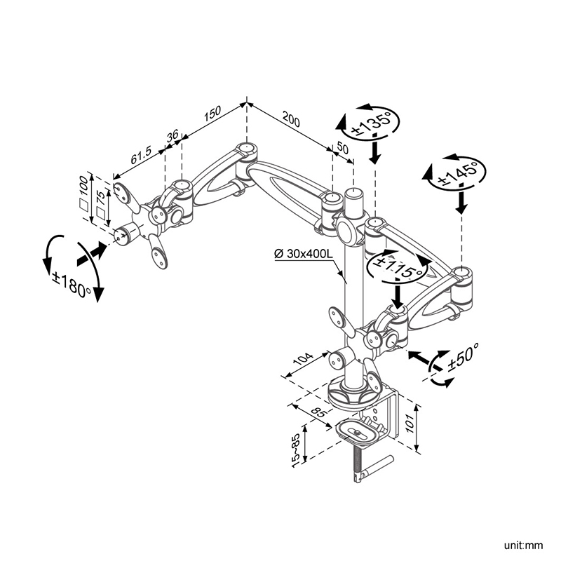 Dual Monitors Swing Mount (LA-615-1)