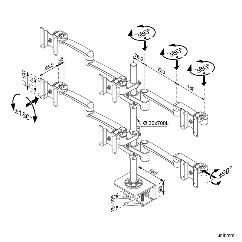 Swallow Multi Screen Monitor Arm (FA-518-1)