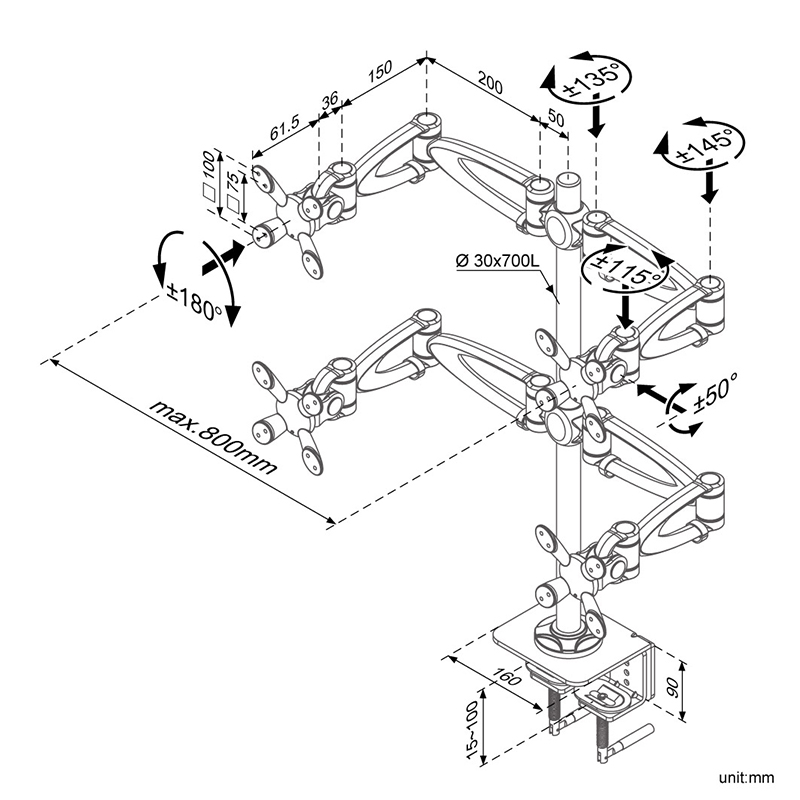 Multiple Monitors Arm (LA-6A7-1)