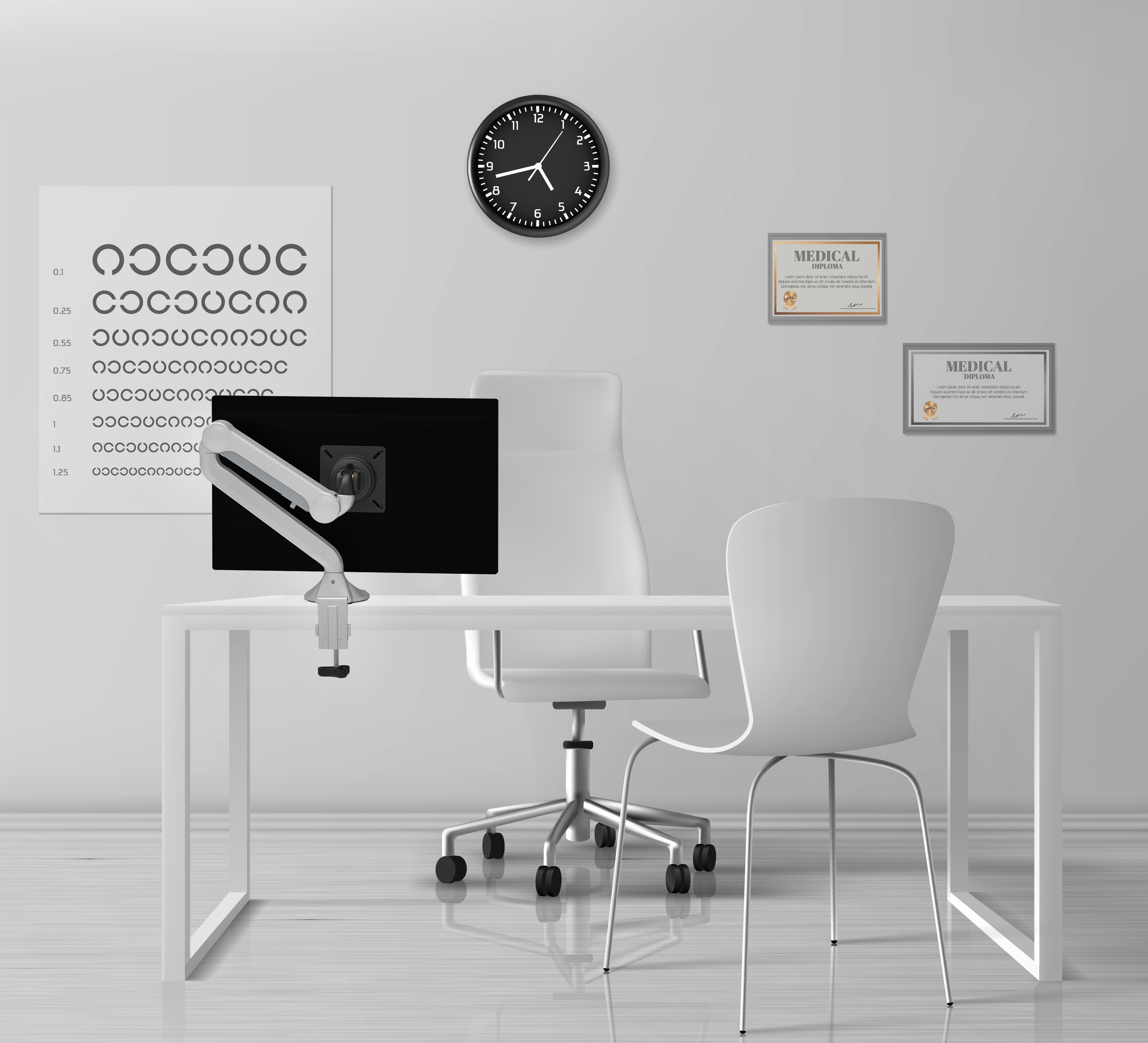 1801 Single Monitor Display Mounting Arm with Gas Spring Inside