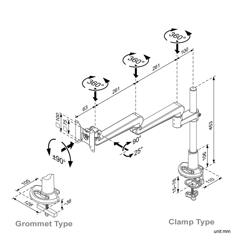 Ease single monitor arm (ED-B51-1)