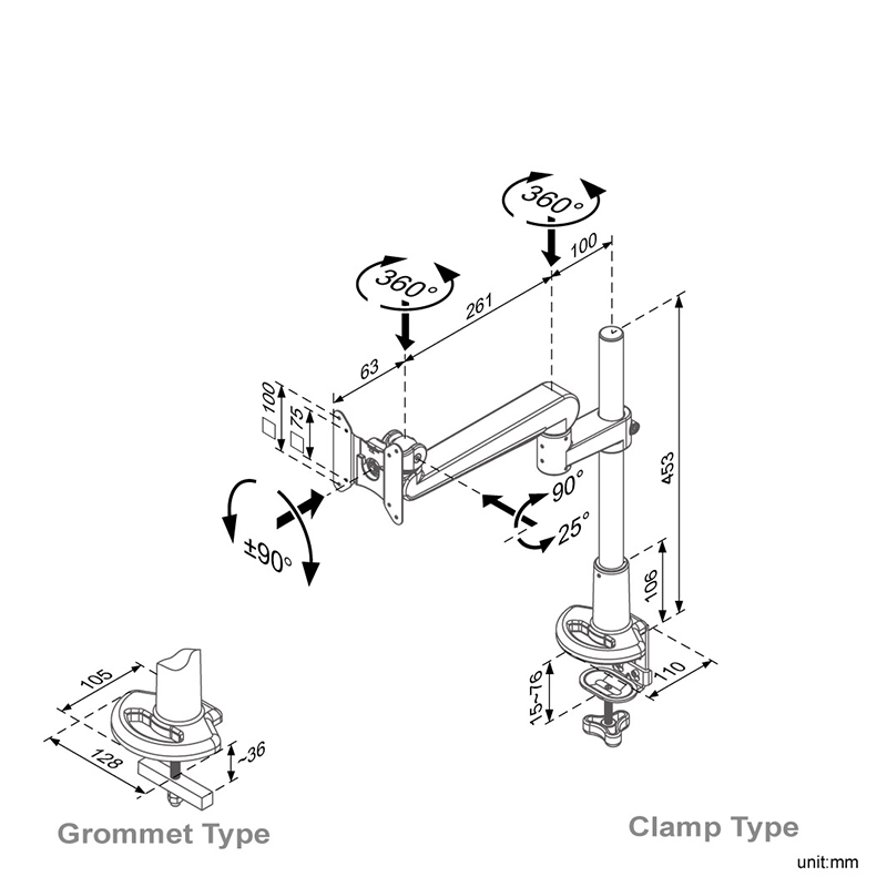 Ease single monitor arm (ED-B51-2)