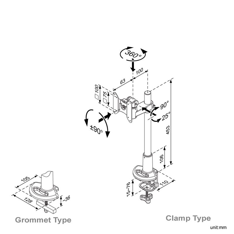 Ease single monitor arm (ED-B51-3)