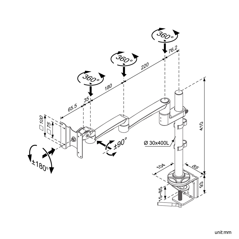 Swallow Single Monitor Arm (FA-51-1)