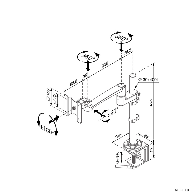 Swallow Single Monitor Arm (FA-51-2)